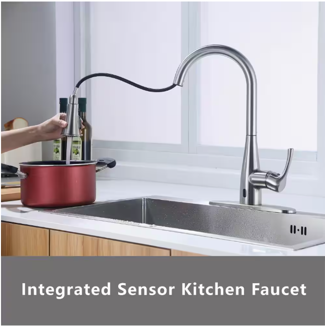 Glacier Bay Marcie Single-Handle Integrated Pull Down Touchless Kitchen Faucet in Stainless Steel