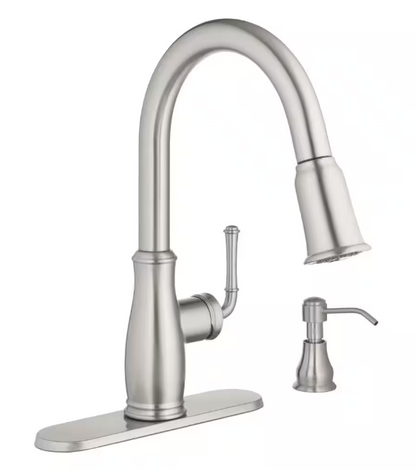Glacier Bay Kagan Stainless Steel 15 in. H Pull Down Sprayer Kitchen Faucet with 360° Swivel Spout