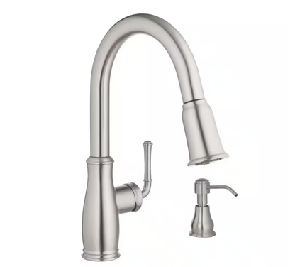 Glacier Bay Kagan Stainless Steel 15 in. H Pull Down Sprayer Kitchen Faucet with 360° Swivel Spout