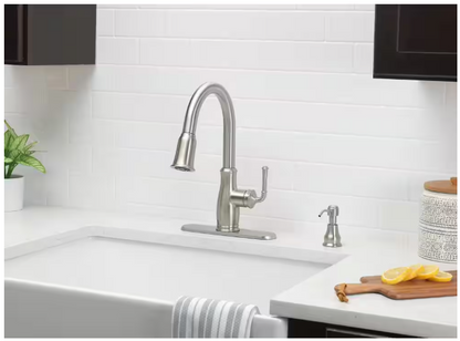 Glacier Bay Kagan Stainless Steel 15 in. H Pull Down Sprayer Kitchen Faucet with 360° Swivel Spout