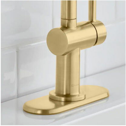 Glacier Bay Dorind Single Hole Single-Handle Deck Mount High-Arc Bathroom Faucet in Matte Gold