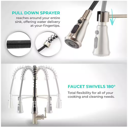 AKDY Handmade All-in-One Topmount Stainless Steel 33 in. x 22 in. Single Bowl Kitchen Sink w/ Spring Neck Faucet, Accessory