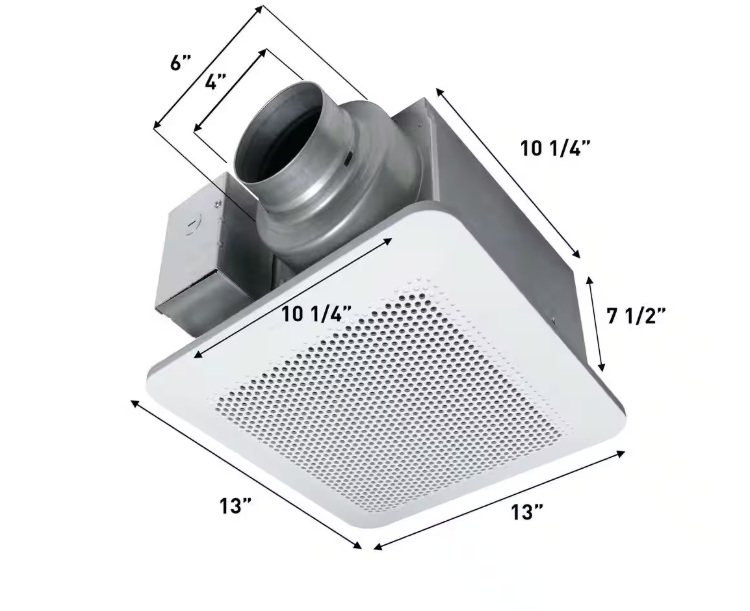 Panasonic Whisper Choice Auto DC Pick-A-Flow 80/110 CFM Ceiling Bathroom Exhaust Fan with Humidity Sense and Flex-Z Fast Bracket