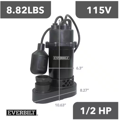 Everbilt 1/2 HP Aluminum Submersible Sump Pump Tether Switch
