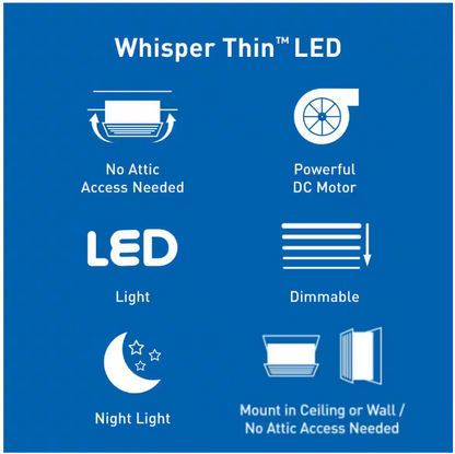 Panasonic WhisperThin DC LED Pick-A-Flow 80 -100 CFM Ceiling/Wall Bathroom Exhaust Fan, 3-3/8 in. Low Profile Housing