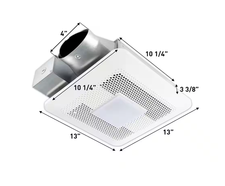 Panasonic WhisperThin DC LED Pick-A-Flow 80 -100 CFM Ceiling/Wall Bathroom Exhaust Fan, 3-3/8 in. Low Profile Housing