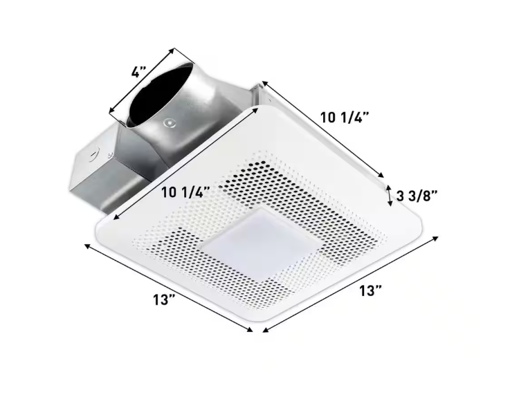 Panasonic WhisperThin DC LED Pick-A-Flow 80 -100 CFM Ceiling/Wall Bathroom Exhaust Fan, 3-3/8 in. Low Profile Housing