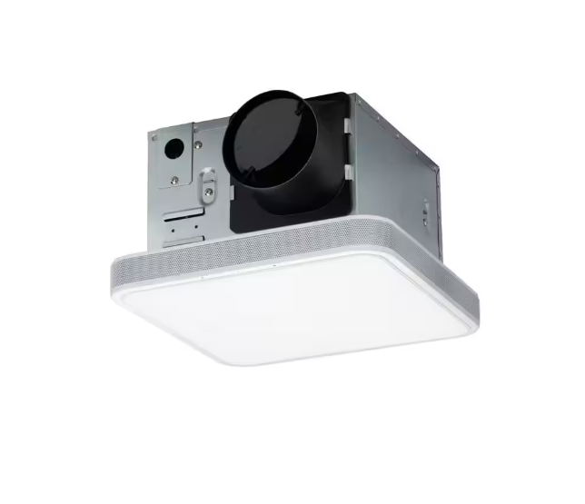 HOMEWERKS 110 CFM LED Ceiling Mounted Bathroom Exhaust Fan with Alexa Voice Assistant and Bluetooth Speakers