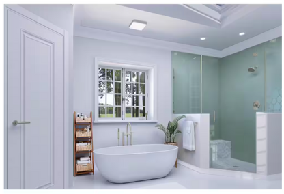 HOMEWERKS 110 CFM LED Ceiling Mounted Bathroom Exhaust Fan with Alexa Voice Assistant and Bluetooth Speakers