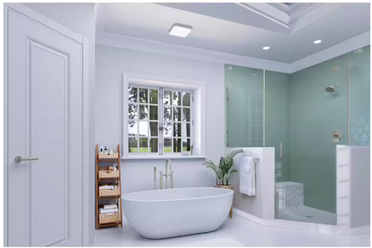 HOMEWERKS 110 CFM LED Ceiling Mounted Bathroom Exhaust Fan with Alexa Voice Assistant and Bluetooth Speakers