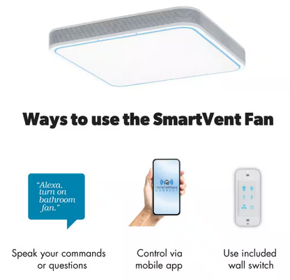 HOMEWERKS 110 CFM LED Ceiling Mounted Bathroom Exhaust Fan with Alexa Voice Assistant and Bluetooth Speakers