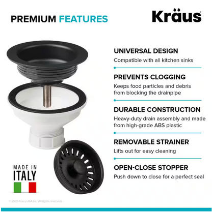 KRAUS Kitchen Sink Strainer in Black