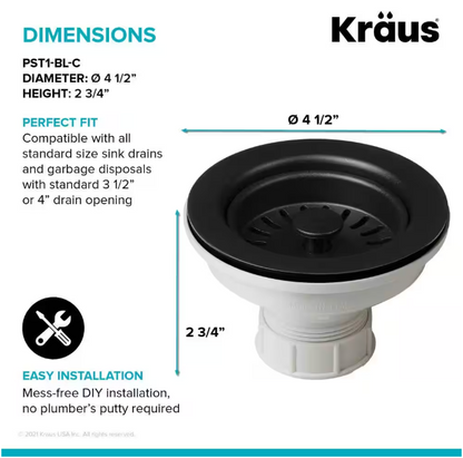 KRAUS Kitchen Sink Strainer in Black