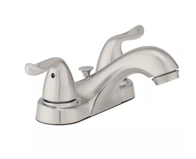 Glacier Bay Constructor 4 in. Centerset Double Handle Low-Arc Bathroom Faucet in Brushed Nickel