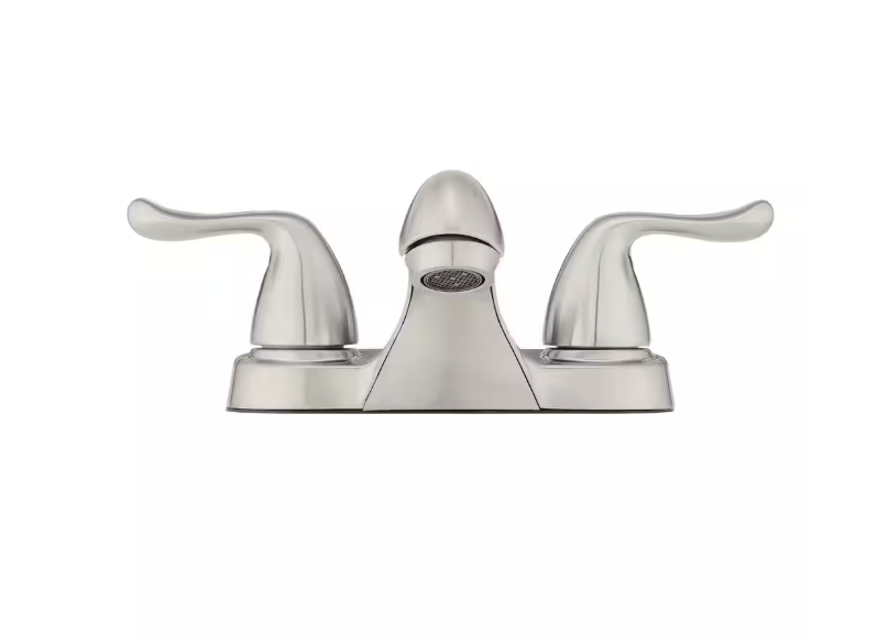 Glacier Bay Constructor 4 in. Centerset Double Handle Low-Arc Bathroom Faucet in Brushed Nickel