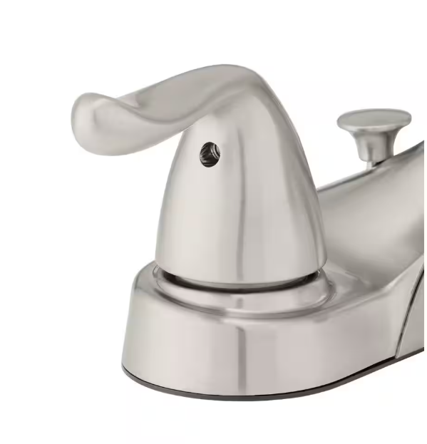 Glacier Bay Constructor 4 in. Centerset Double Handle Low-Arc Bathroom Faucet in Brushed Nickel