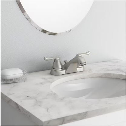 Glacier Bay Constructor 4 in. Centerset Double Handle Low-Arc Bathroom Faucet in Brushed Nickel