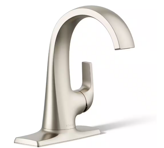 KOHLER Cursiva Single Handle Single Hole Bathroom Faucet in Vibrant Brushed Nickel
