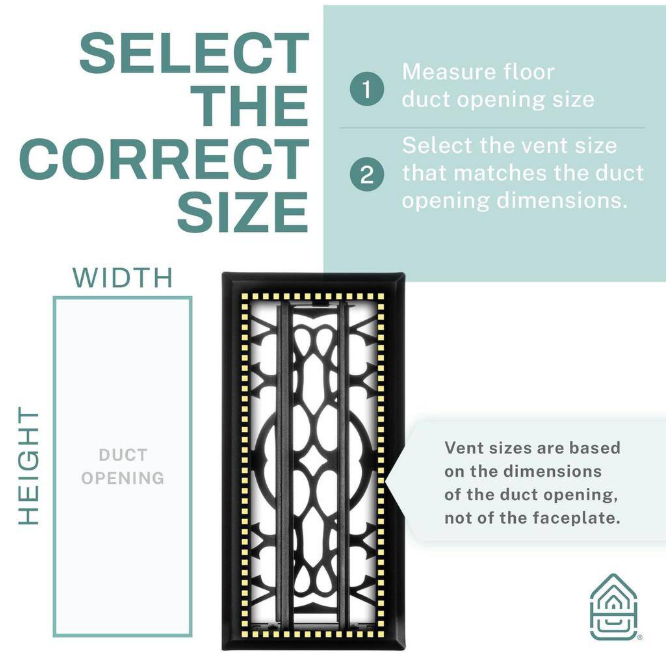 HOME INTUITION Victorian Scroll 2 x 14 in. Decorative Floor Register Vent with Mesh Cover Trap, Matte Black