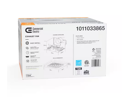 Commercial Electric 50 CFM Ceiling Mount Room Side Installation Bathroom Exhaust Fan, ENERGY STAR