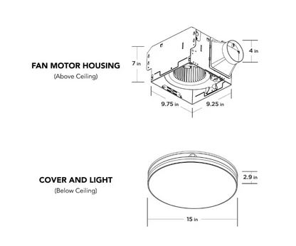 Commercial Electric 80 /110 CFM Ceiling Mount Room Side Installation Round Bathroom Exhaust Fan with LED, Night Light and Humidity Sensor