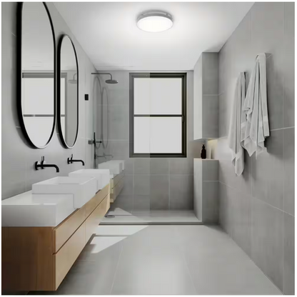 Commercial Electric 80 /110 CFM Ceiling Mount Room Side Installation Round Bathroom Exhaust Fan with LED, Night Light and Humidity Sensor
