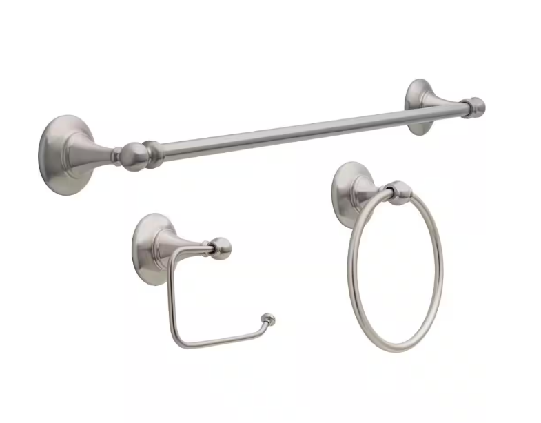 Delta Greenwich II 3-Piece Bath Hardware Set with 24 in. Towel Bar, Toilet Paper Holder, Towel Ring in Brushed Nickel