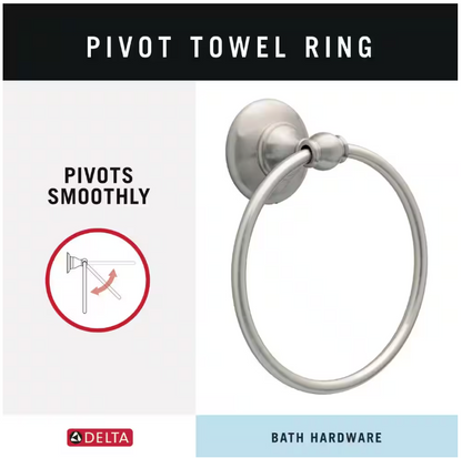 Delta Greenwich II 3-Piece Bath Hardware Set with 24 in. Towel Bar, Toilet Paper Holder, Towel Ring in Brushed Nickel