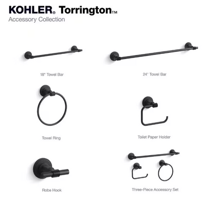 KOHLER Torrington Wall Mounted Knob Robe/Towel Hook in Matte Black