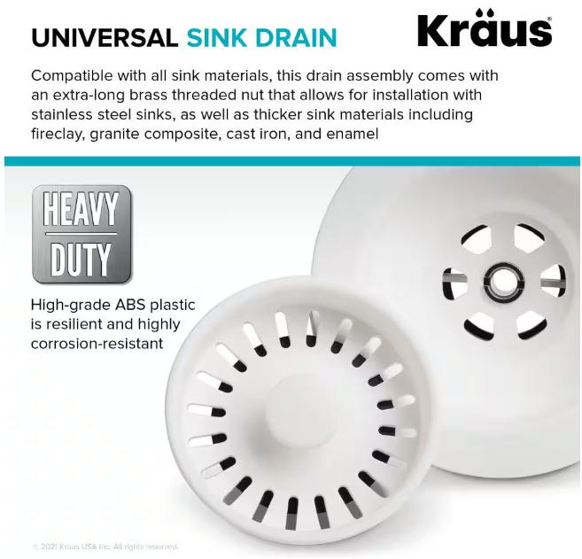 KRAUS Kitchen Sink Strainer in White