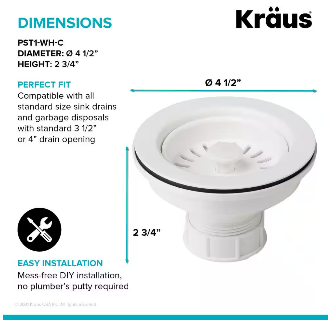 KRAUS Kitchen Sink Strainer in White