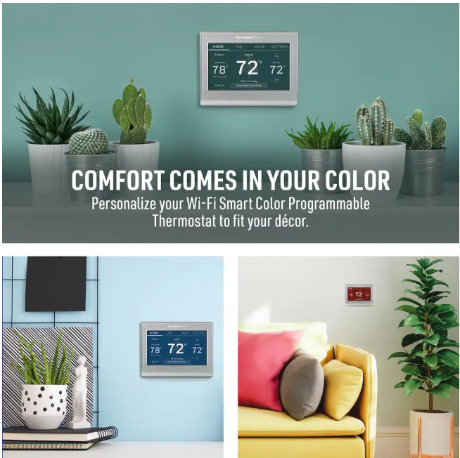 Honeywell Home Wi-Fi Smart Color 7-Day Programmable Smart Thermostat with Color-Changing Touchscreen Display