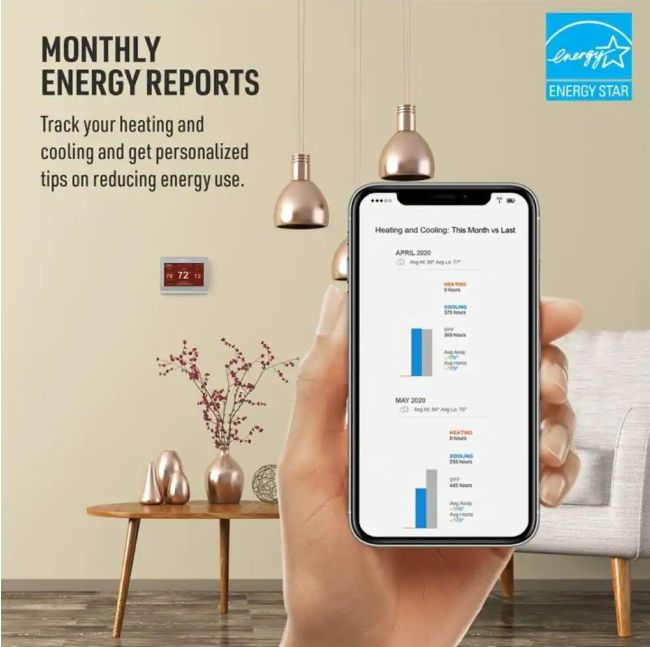 Honeywell Home Wi-Fi Smart Color 7-Day Programmable Smart Thermostat with Color-Changing Touchscreen Display