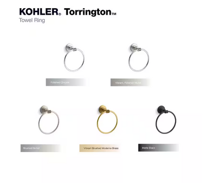 KOHLER Torrington Wall Mounted Towel Ring in Matte Black