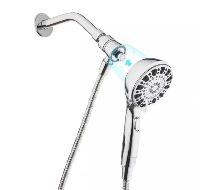 Glacier Bay Push Release 6-Spray Wall Mount Handheld Shower Head 1.8 GPM in Chrome