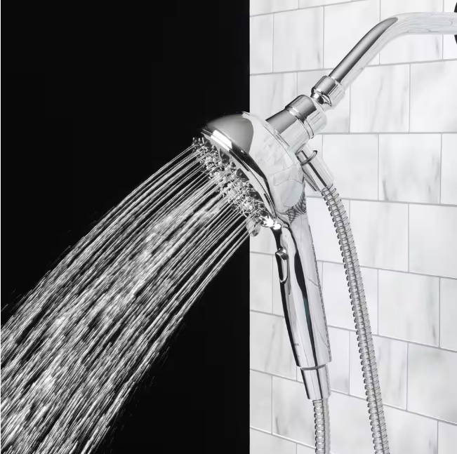 Glacier Bay Push Release 6-Spray Wall Mount Handheld Shower Head 1.8 GPM in Chrome