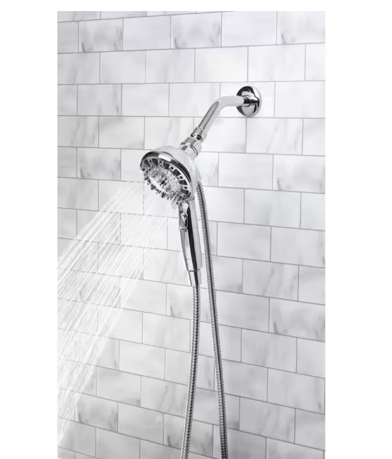Glacier Bay Push Release 6-Spray Wall Mount Handheld Shower Head 1.8 GPM in Chrome