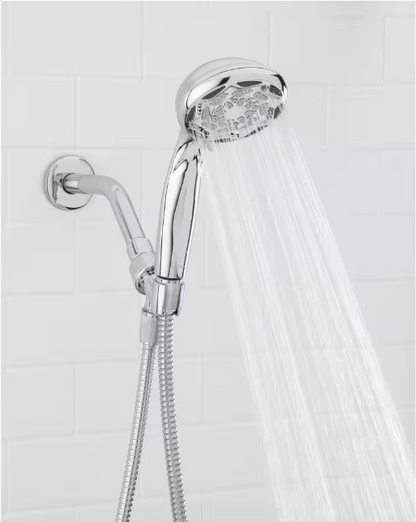 Glacier Bay 4 in. 6-Spray Wall Mount Handheld Shower Head in Chrome