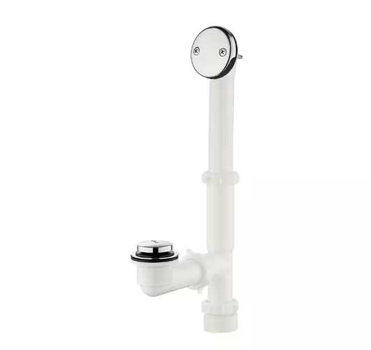 Everbilt Easy Touch 1-1/2 in. White Poly Pipe Bath Waste and Overflow Drain in Chrome