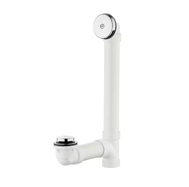 Everbilt Easy Touch 1-1/2 in. Schedule 40 White PVC Pipe Bath Waste and Overflow Drain in Chrome