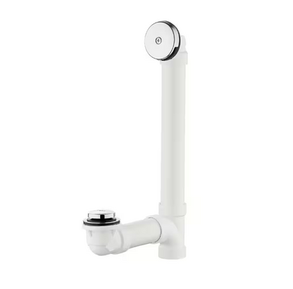 Everbilt Easy Touch 1-1/2 in. Schedule 40 White PVC Pipe Bath Waste and Overflow Drain in Chrome