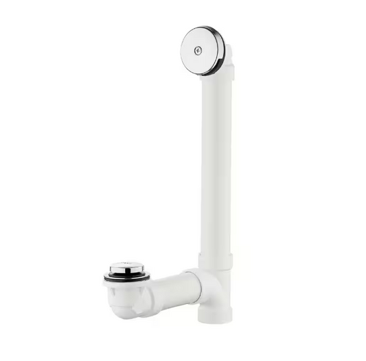 Everbilt Easy Touch 1-1/2 in. Schedule 40 White PVC Pipe Bath Waste and Overflow Drain in Chrome