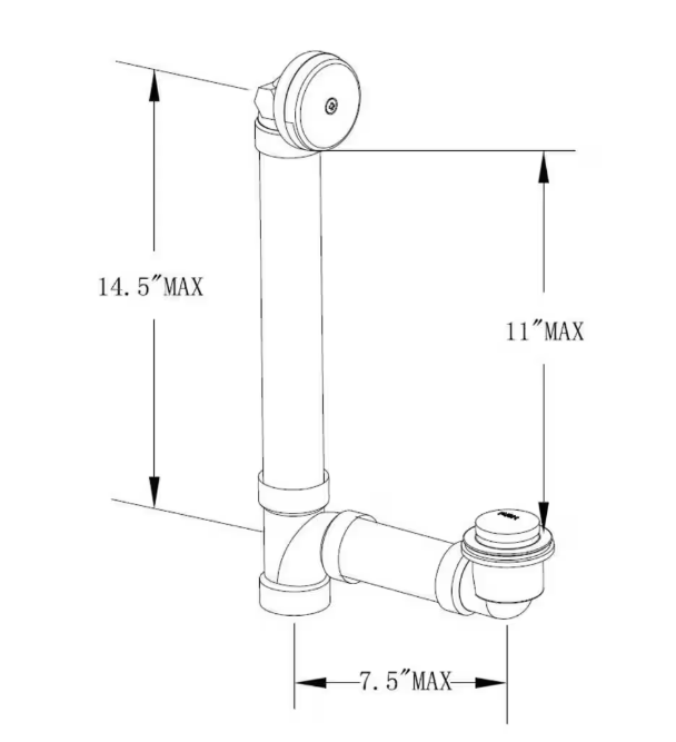 Everbilt Easy Touch 1-1/2 in. Schedule 40 White PVC Pipe Bath Waste and Overflow Drain in Chrome