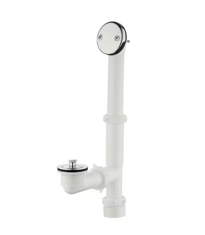 Everbilt Twist and Close 1-1/2 in. White Poly Pipe Bath Waste and Overflow Drain in Chrome
