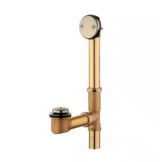 Everbilt Easy Touch 1-1/2 in. 20-Gauge Brass Pipe Bath Waste and Overflow Drain in Brushed Nickel