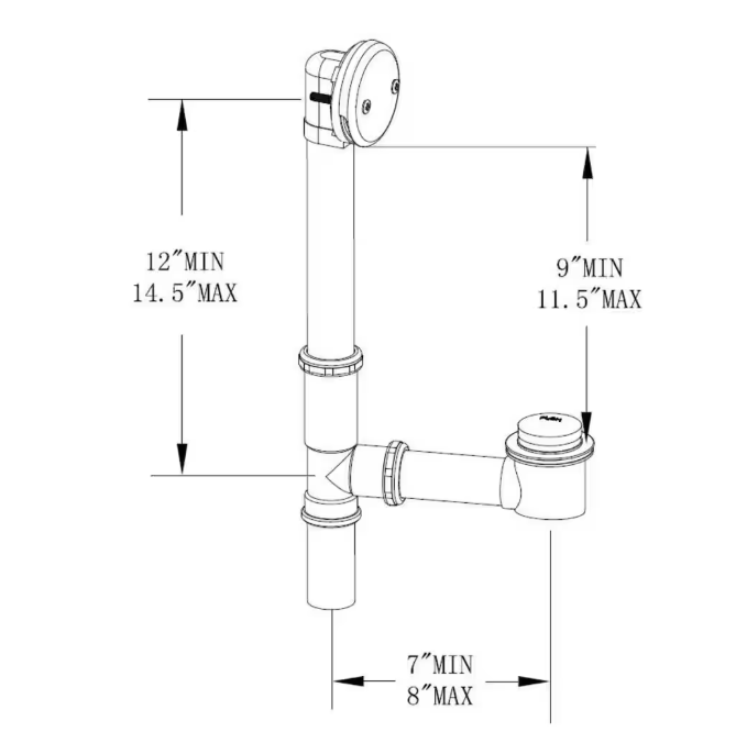 Everbilt Easy Touch 1-1/2 in. 20-Gauge Brass Pipe Bath Waste and Overflow Drain in Brushed Nickel