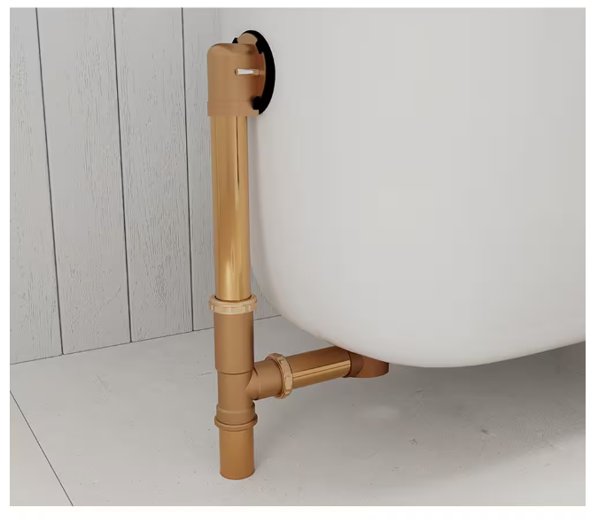 Everbilt Easy Touch 1-1/2 in. 20-Gauge Brass Pipe Bath Waste and Overflow Drain in Brushed Nickel