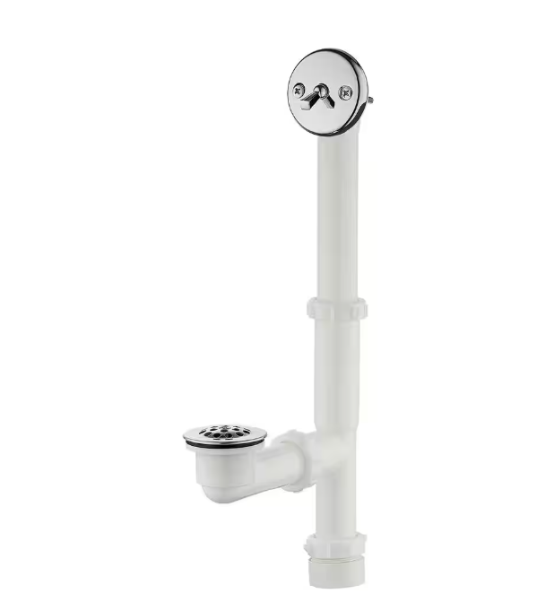 Everbilt Trip Lever 1-1/2 in. White Poly Pipe Bath Waste and Overflow Drain in Chrome
