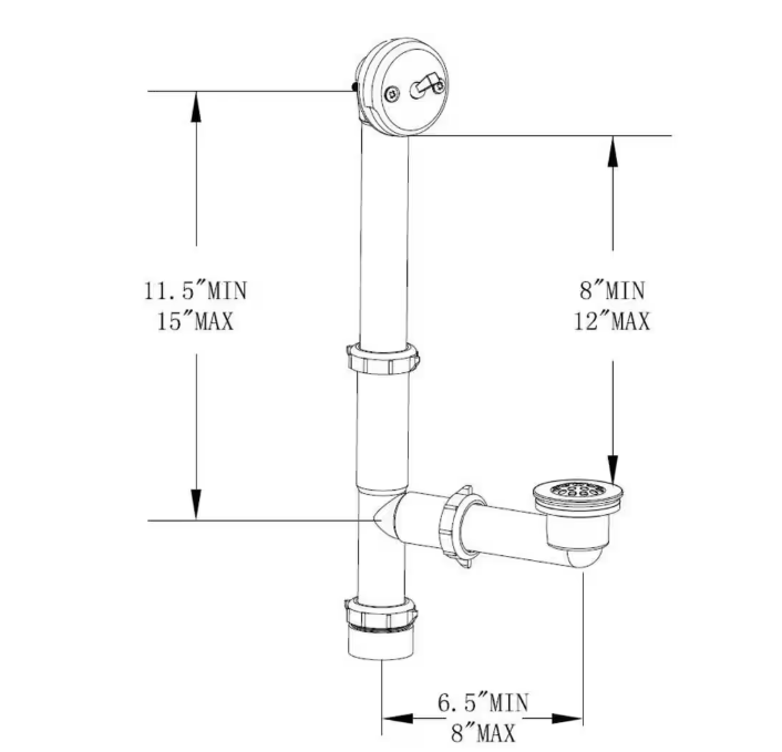 Everbilt Trip Lever 1-1/2 in. White Poly Pipe Bath Waste and Overflow Drain in Chrome