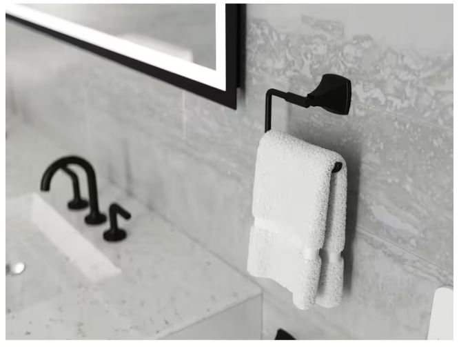 Pfister Bellance 3-Piece Bath Hardware Set with 18 in. Towel Bar Towel Ring and Toilet Paper Holder in Matte Black